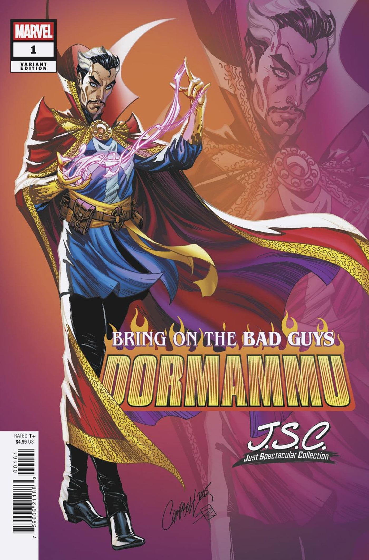 Comic book cover featuring a magical character in regal attire with 'Marvel' logo.