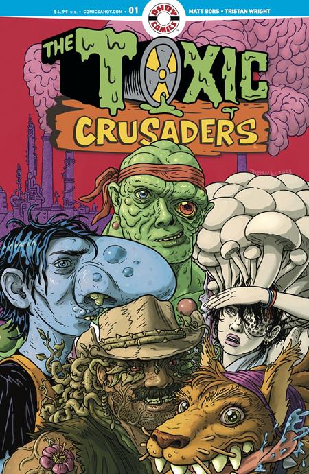 Comic book cover of 'The Toxic Crusaders' with colorful characters and text.