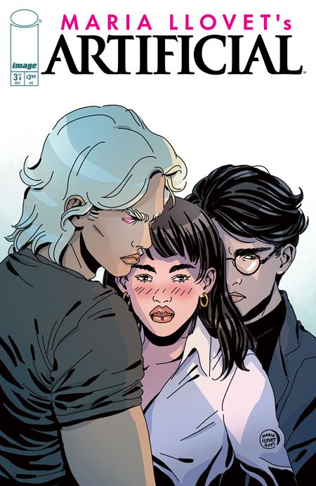 Comic book cover featuring three characters with a title above them.