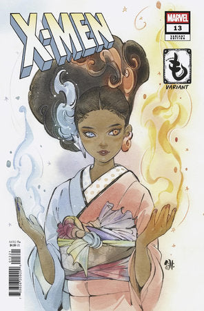 X-Men #13 cover showcasing a woman elegantly dressed in a colorful kimono, designed by Peach Momoko.