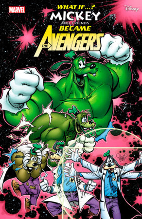 What If...?Mickey and Friends Became The Avengers #1 Comic book cover with different stages of Goofy turning into the Hulk