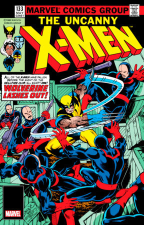 X-Men #133 facsimile comic book cover with wolverine fighting several guys at one time.