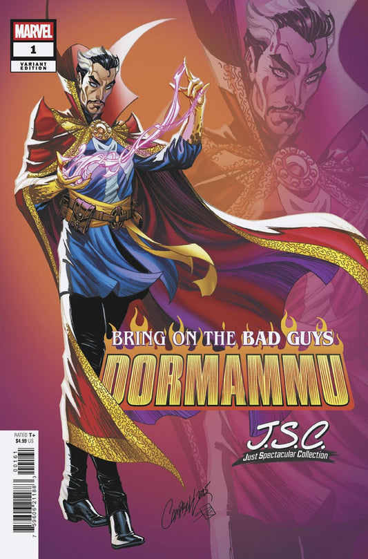 Comic book cover featuring a magical character in regal attire with 'Marvel' logo.