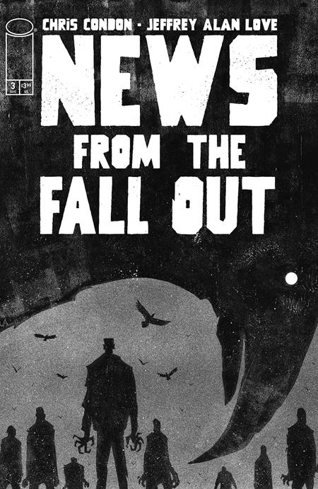 Comic book cover titled 'News from the Fall Out' with silhouettes and a moon.