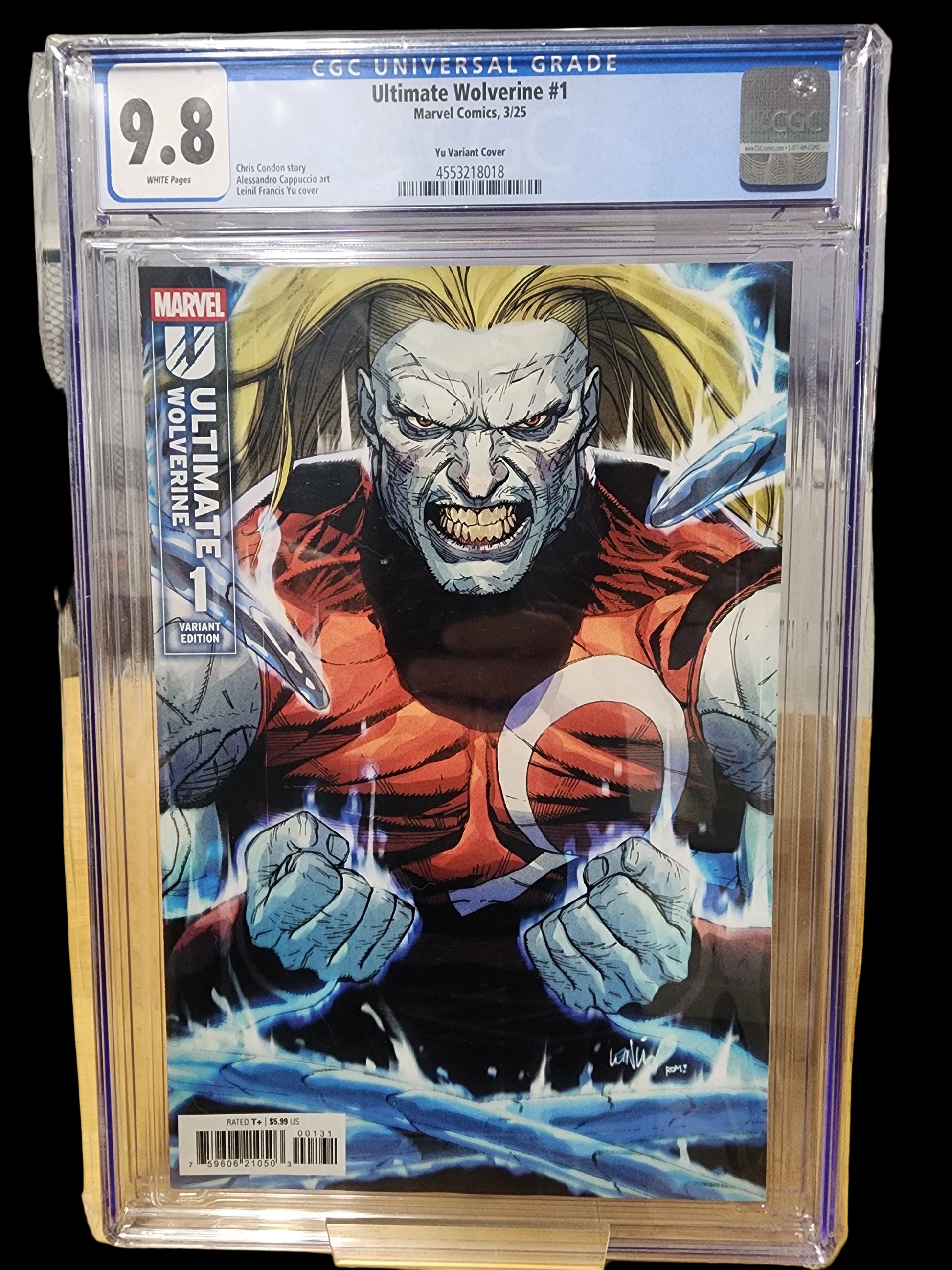 Comic book featuring 'Ultimate Wolverine' with a grading label in a plastic hard case